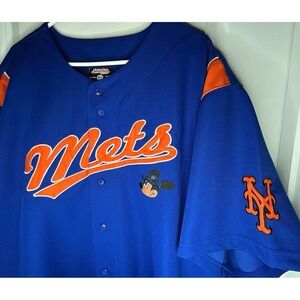 Disney Stitches MLB New York Mets Mickey Mouse Embroidered Baseball Jersey NWOT